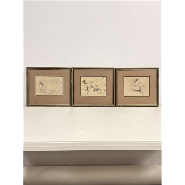 3pc Edmund Blampied (British, 1886-1966) Etchings on Paper