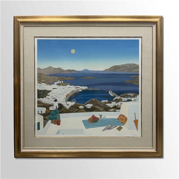 Thomas McKnight (American, b. 1941) Serigraph on Paper, Mykonos Rooftops, Signed & Numbered