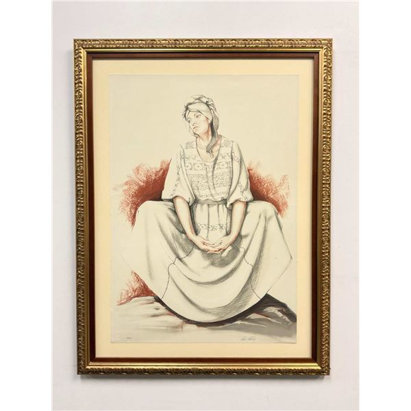 Victor Gutierrez (Mexican, b. 1950), Seated Woman, Framed Serigraph