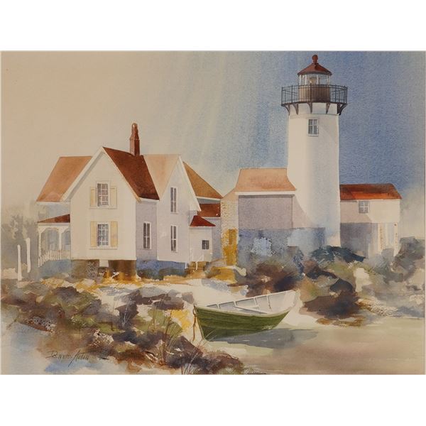 Dennis Alton (American, 20th/21st Century) Watercolor Coastal Lighthouse