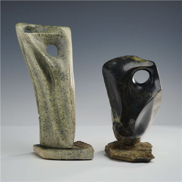 2pc Abstract Carved Stone Sculptures