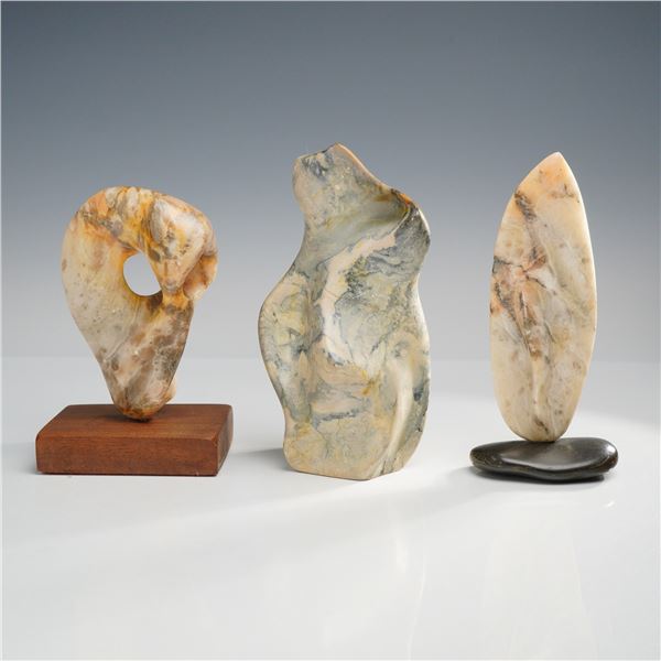 3pc Abstract Biomorphic Stone Sculptures