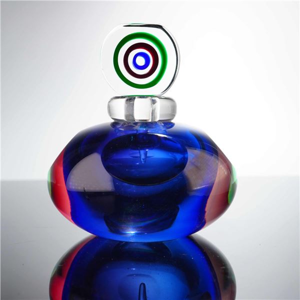 Oball Murano Glass Sommerso Jewel-Toned Round Perfume Bottle, Signed