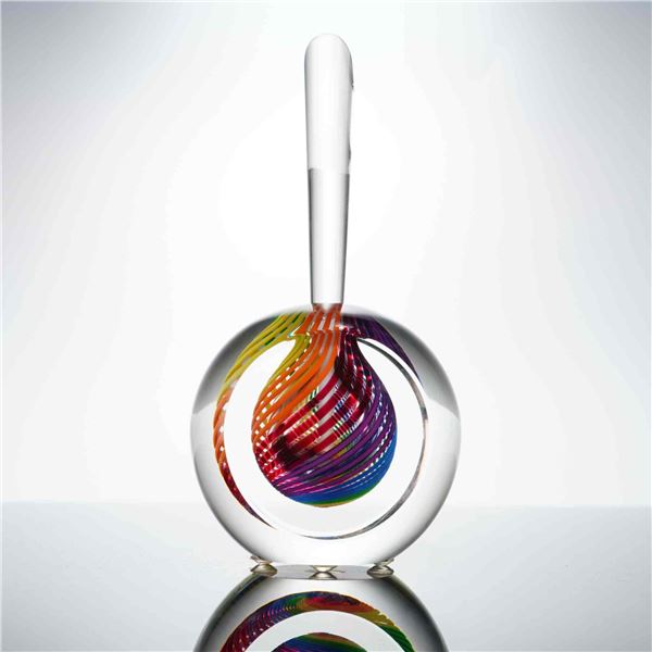 Paul Harrie Rainbow Swirl Art Glass Perfume Bottle with Stopper