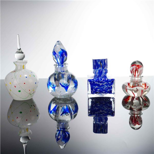 4pc Art Glass Perfume Bottles and Vases Including Joe St. Clair