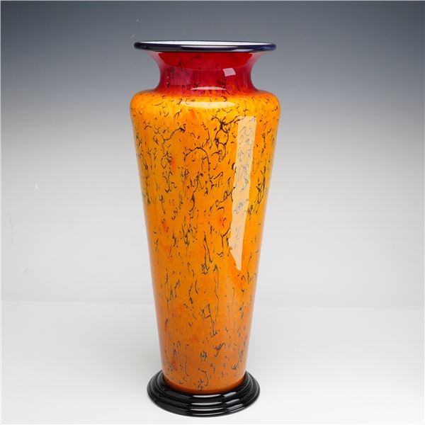 Curtis Brock Basash Firestorm Mouth Blown Art Glass Vase