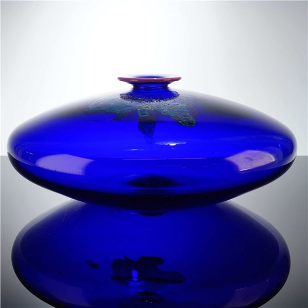 Eric Brakken Cobalt Macchia Art Glass Vase