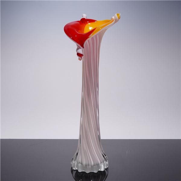 Jack-in-the-Pulpit Tall Hand-Blown Art Glass Vase
