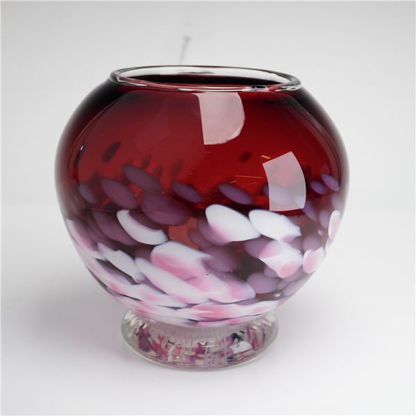 Studio Art Glass Frit Vase, Signed