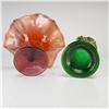 Image 3 : Two Pieces of American Iridescent Carnival Glass including a Swung Vase and Compote