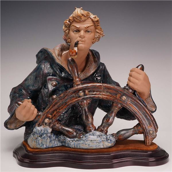 Lladro Gres Sculpture, Seaman Helmsman 01011325 with Base
