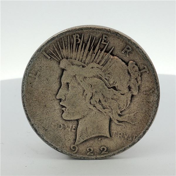 1922-D One Dollar Peace Silver Dollar, Circulated