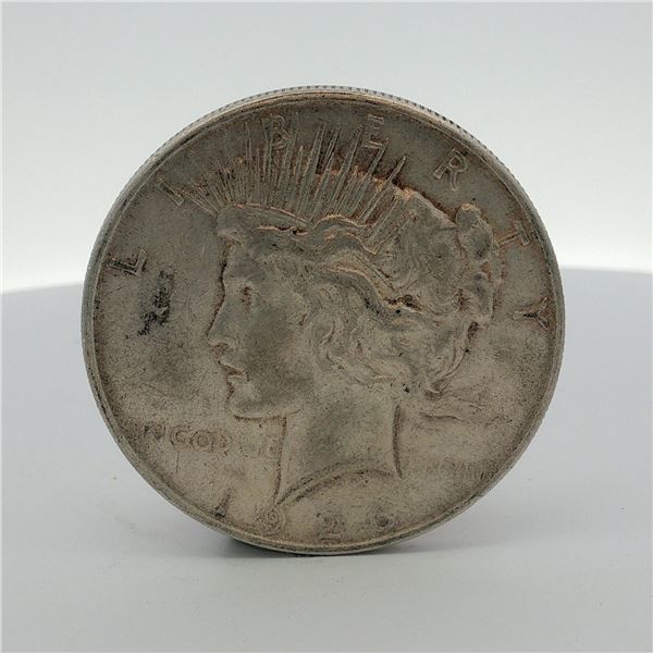 1926-D US One Dollar Peace Silver Dollar, Circulated