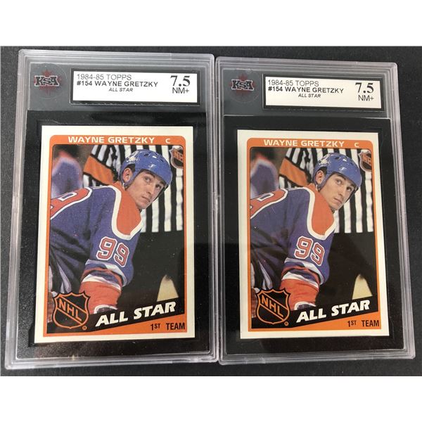 1984-85 Topps Wayne GRETZKY Graded LOT x2 - Oilers