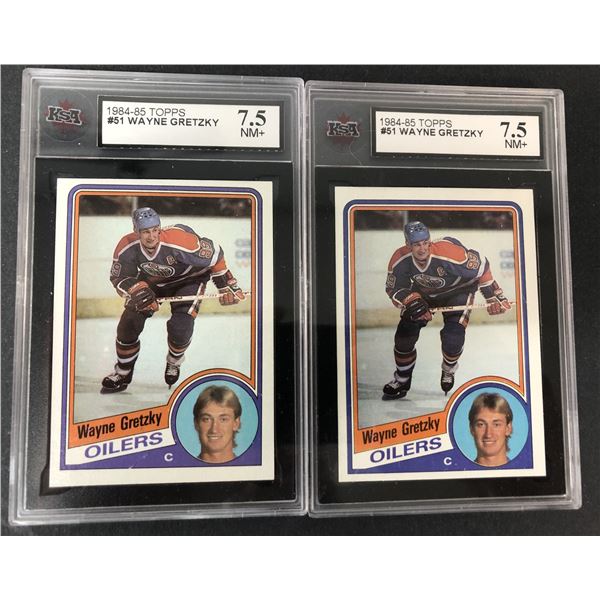 1984-85 Topps Wayne GRETZKY Graded LOT x2 - Oilers