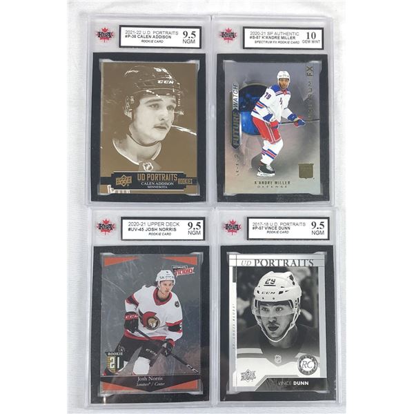 Graded Hockey ROOKIE Cards x4 - Addison, Dunn, K'Andre