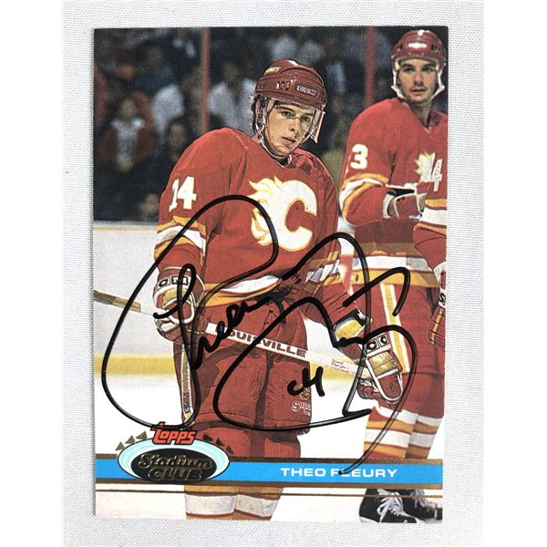 Theo Fleury Hand SIGNED Card - Flames