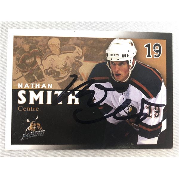 Nathan Smith Hand SIGNED Card - Manitoba Moose