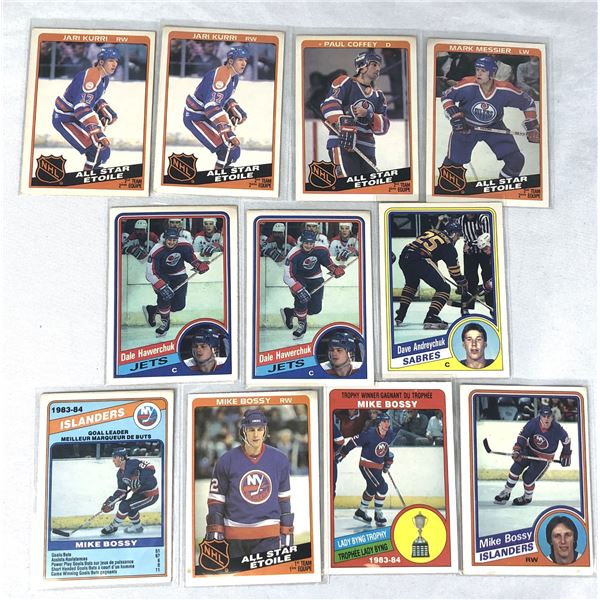 1984-85 OPC LOT x11 - Bossy, Coffey, Messier