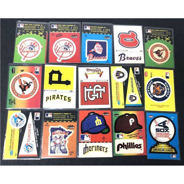 Vintage Fleer Team Stickers x15 - Yankees, Braves