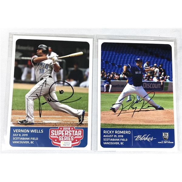 Vernon Wells & Romero AUTO 5x7 LOT - Blue Jays