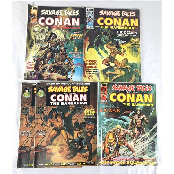 Savage Tales Conan LOT x5 - 1974 Marvel Curtis