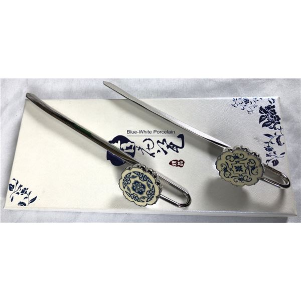 Blue White Porcelin Letter Opener Set w/ Box