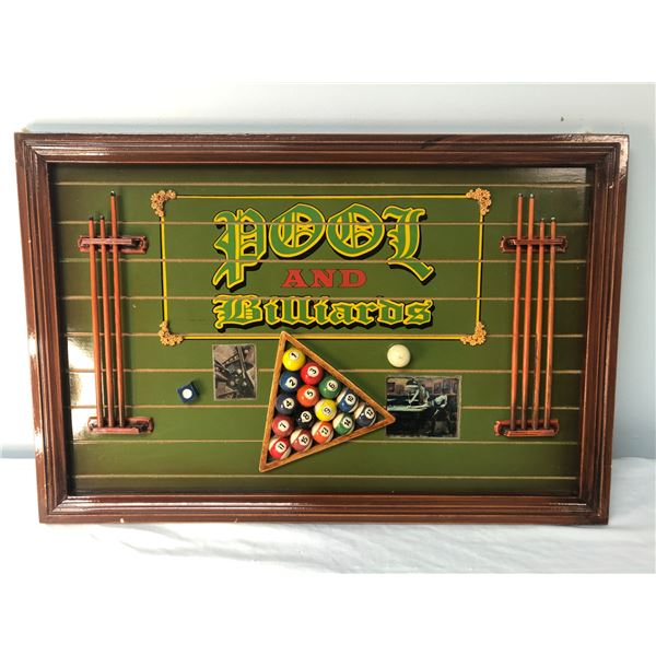 Pool & Billards Wood BAR Sign - Man Cave 23.5x 15.75