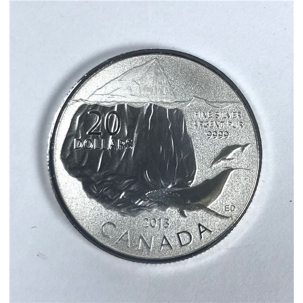 .999 Fine Silver 20 Dollar Coin - 2013 Canada Whale