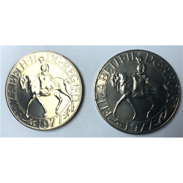 1977 Queen Elizabeth SILVER Jubilee Coins x2