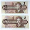 Image 1 : Canadian 2 Dollar Notes x2 - 1986