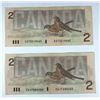 Image 2 : Canadian 2 Dollar Notes x2 - 1986