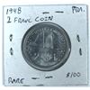 Image 1 : 1948 Saint Pierre & Miquelon 2 Franc Coin