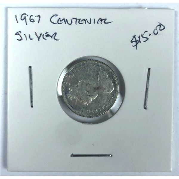 1967 Canadian SILVER Dime - Centennial