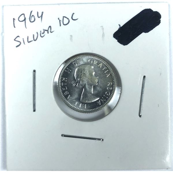 1964 Canadian SILVER Dime