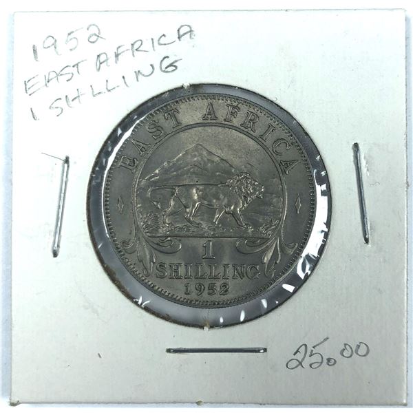 1952 East Africa 1 Shilling Coin - Lion King George