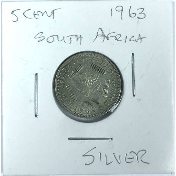 1963 South Africa SILVER 5 Cent Coin