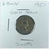 Image 1 : 1957 South Africa SILVER 6 Pence Coin