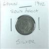 Image 1 : 1942 South Africa SILVER 6 Pence Coin