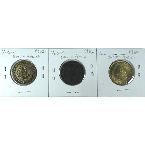 South Africa Coin 1/2 Penny LOT x3 - 1962 to 1964
