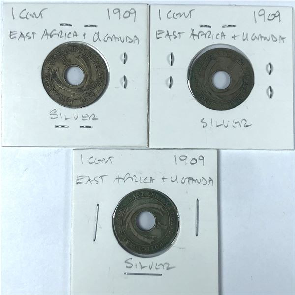 1909 East Africa & Uganda COIN Lot x3
