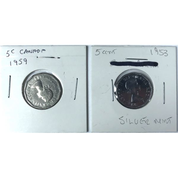 1953-59 Canadian Nickel Lot x2