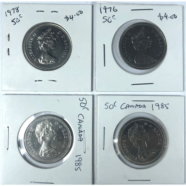 Canadian 50 Cent Coin LOT x4 - 1976 to 1985