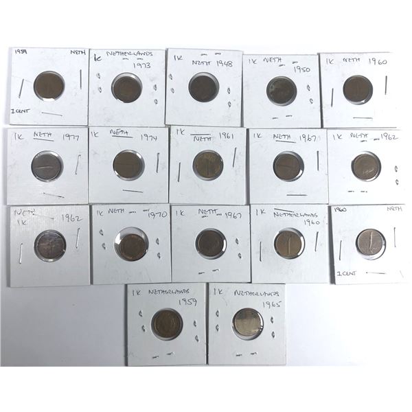 Netherlands 1 CENT Coin Lot x17 - 1948 to 1977
