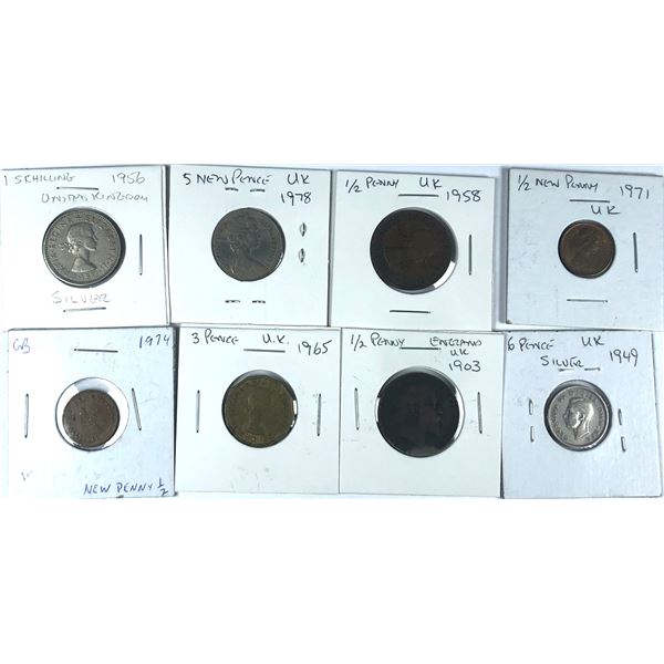 UK / England COIN Lot x8 - 1903 to 1978