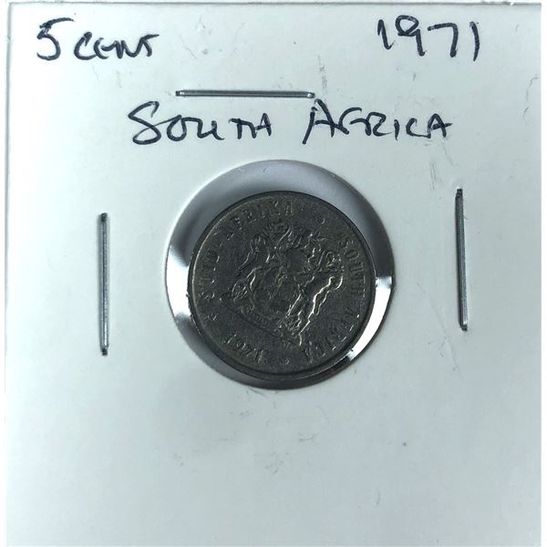 South Africa 5 Cent Coin - 1971