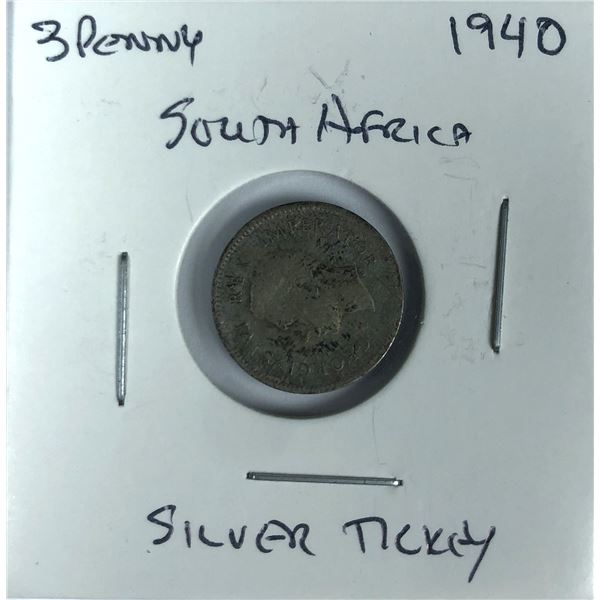 1940 SILVER South Africa 3 Pence Coin