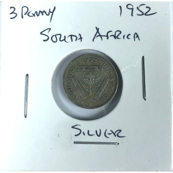 1952 SILVER South Africa 3 Pence Coin