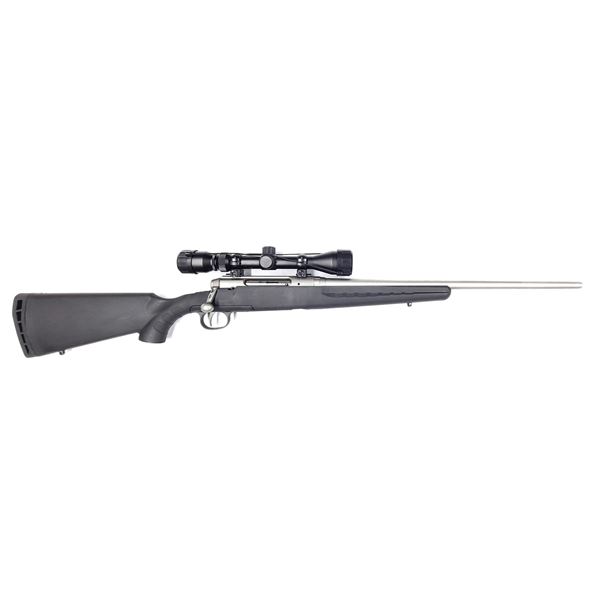 Savage Axis Stainless Bolt Action Rifle 22-250 c/w Bushnell Scope & Timney Trigger