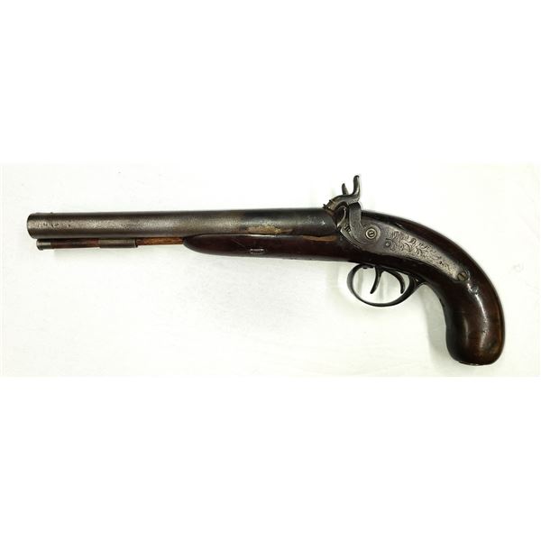 Vintage Double Barrel Hammer Percussion Cap Handgun 50 Cal Black Powder.